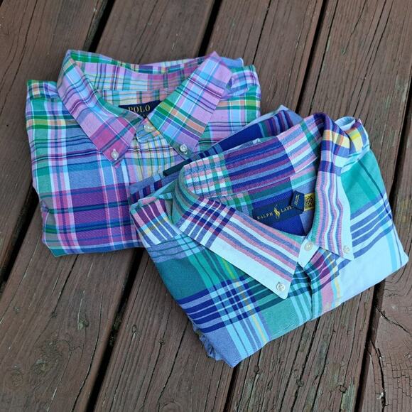 (Pair) Ralph Lauren Polo Shirts Men Size 3XL Multicolor Long Sleeve Shirts - Picture 1 of 15